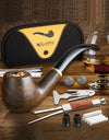 Tobacco Pipe Handmade Ebony Wood Root Smoking Pipe Gift Box and Accessories