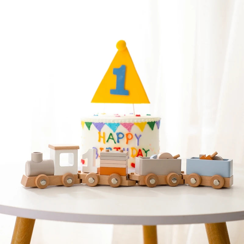 Wooden Train Birthday Toy  Montessori Toys Baby Educational Toys  Wooden Trolley  Baby Learning Toys  Number Of Wood Baby's Toys