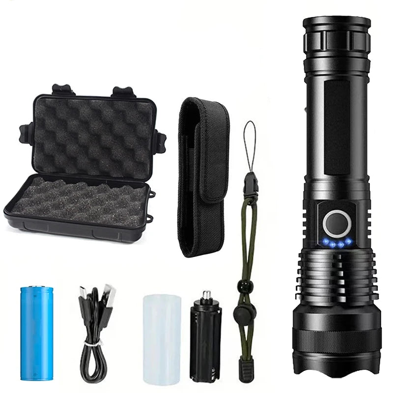 High Power Rechargeable LED Flashlight With Zoom And USB Charging