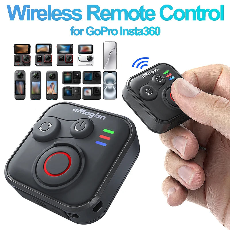 Wireless Bluetooth Remote Control with Wrist Strap for Action Cameras and Smartphones