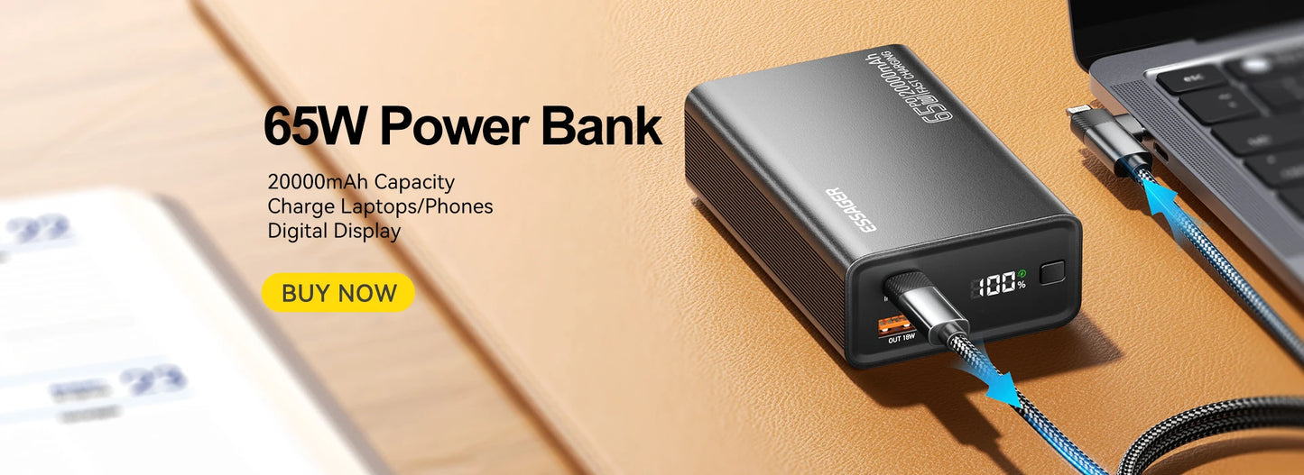 10000mAh Power Bank 30W PD Fast Charging Wireless Magnetic Charger with Built-in Cable & Digital Display