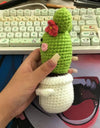 2 Pcs Funny Handmade Knitted Cactus Plants Ornament Home Room Decor Crochet Positive Cactus Doll With Emotional Card Christmas Gift