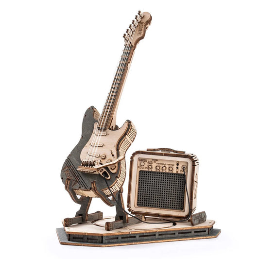 Electric Guitar 3D Wooden Puzzle Assembly Creative Toys Building Block Set