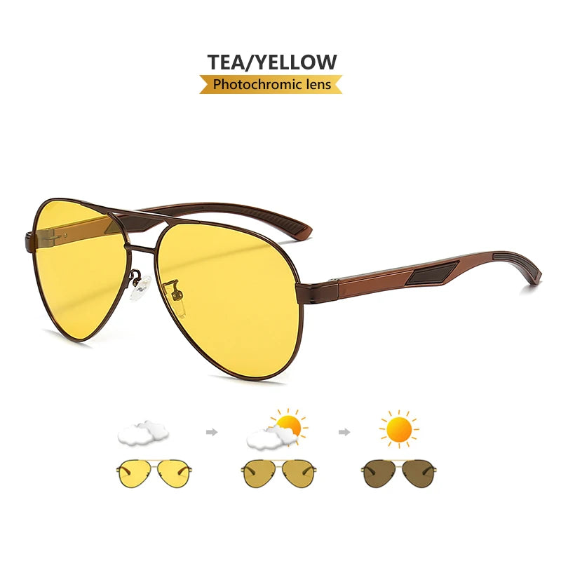 Pilot Photochromic Polarized UV400 Day Night Vision Driving Sunglasses for Men Women