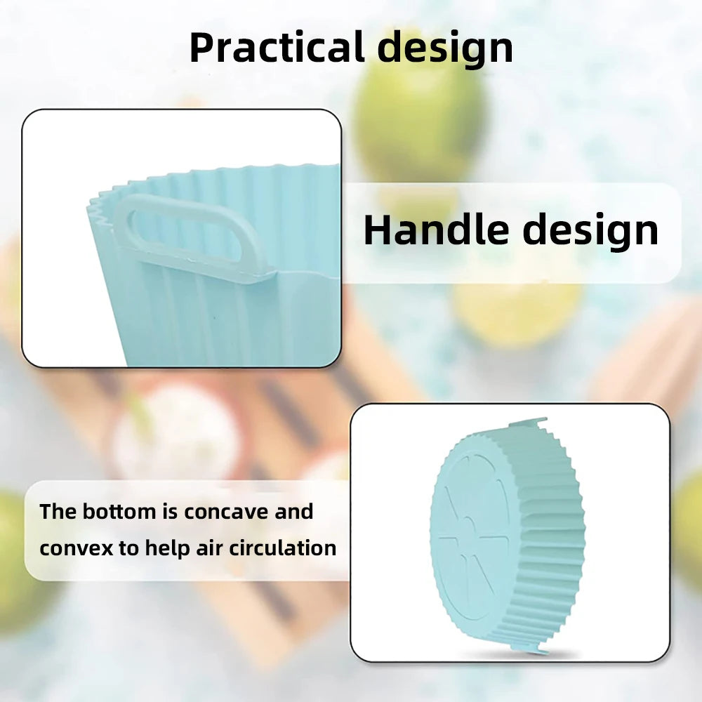 Air Fryer Mat 22cm Thicken Silicone Tray Mat For Round Air Fryer Pot Oven Baking Tray Fried Chicken Pizza Basket Fittings