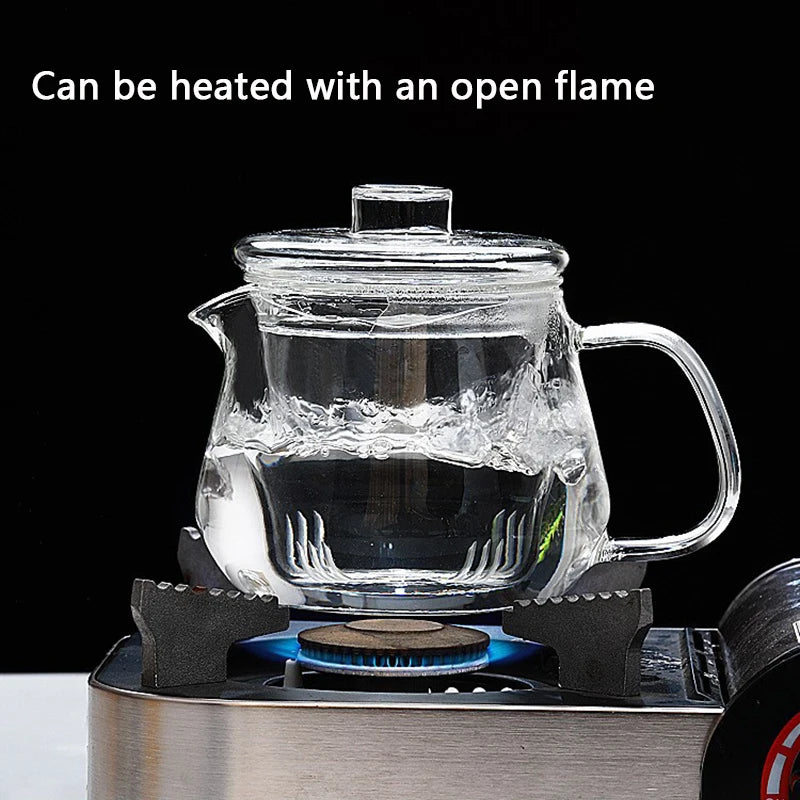 480/650ml Heat-Resistant Teapot With Glass Tea Strainer Infuser Flower Kettle Kung Fu Teawear Set Puer Oolong Pot Teaware