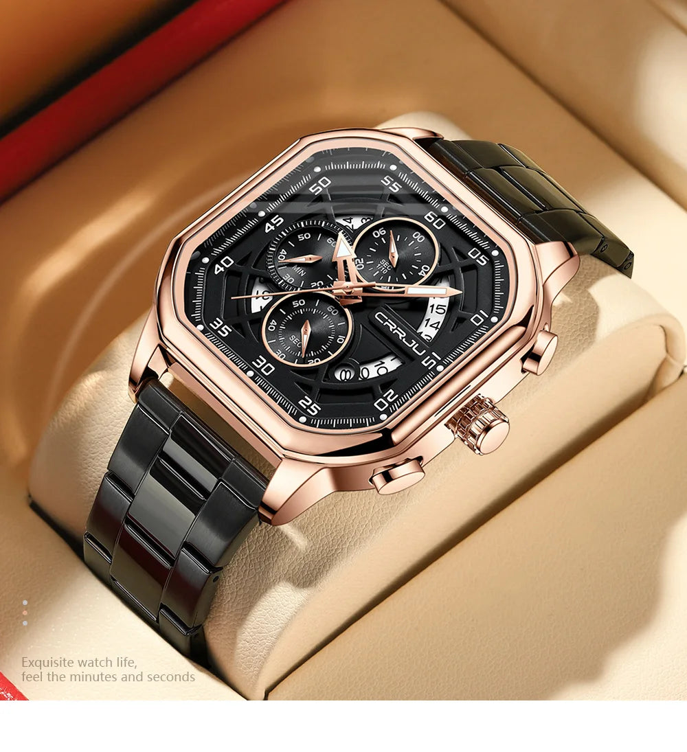 Men Watch Stainless Steel Chronograph Watches for Men Luxury Waterproof Date Analog Quartz Business Clock