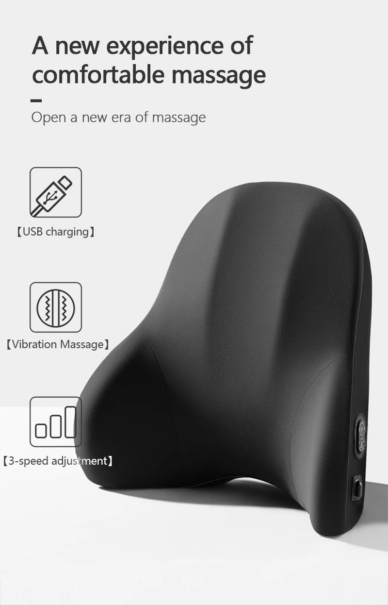 Car Electric Single Lumbar Single Headrest Vibration Massage Lumbar Support Neck Pillow Lumbar Cushion Car Seat Car Interior