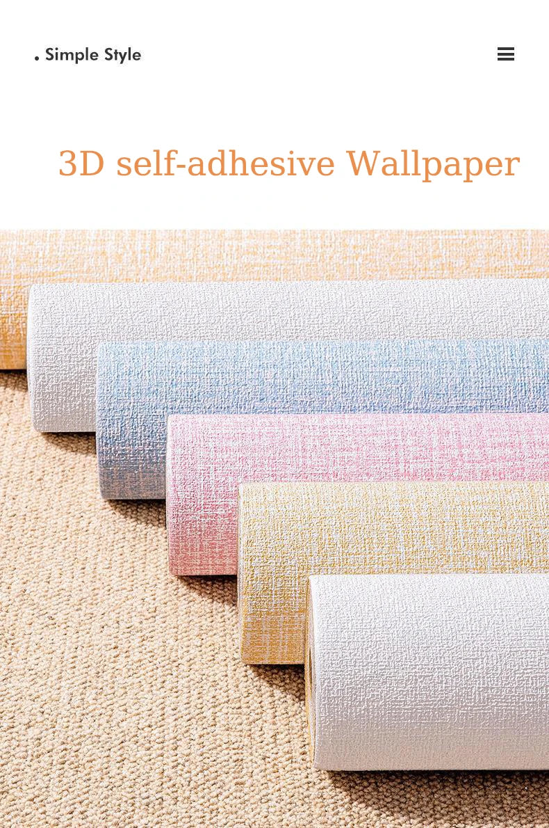 50cmX2.8/5/10m Linen Solid Color 3D Thickened Waterproof Foam Self-adhesive Background Wall Renovation Wallpaper Wall Stickers