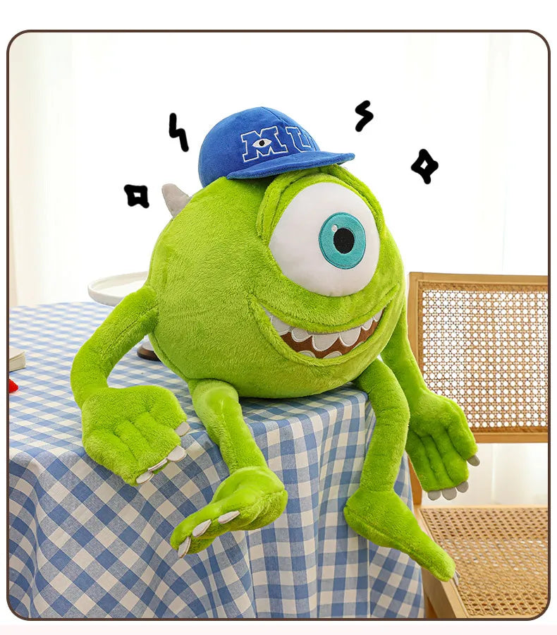Kawaii Mike Plush Toy Big Eye Monster with Hat Cute Stuffed Doll for Kids Birthday Xmas Gift Soft Pillow Toy for Boys and Girls
