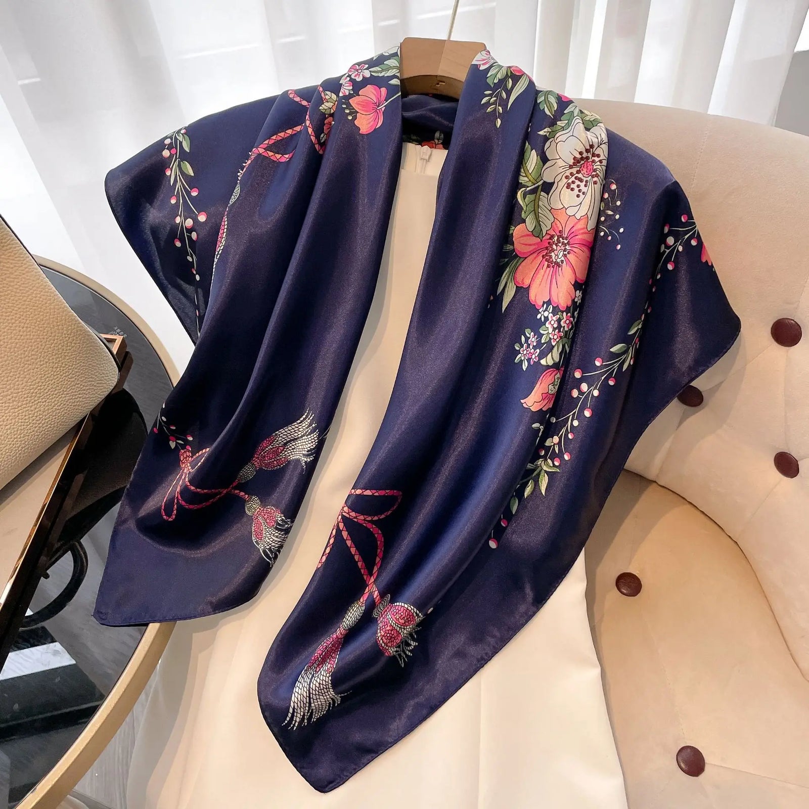 Square Women Scarves Silk Office Ladies Hair Neck Bandanna Headband Foulard Headcloth Muslim Headscarf Female muffler