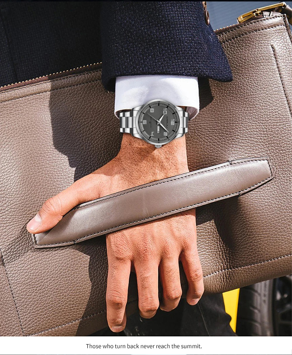Men Luxury Watches Stainless Steel Quartz Auto Date Clock with Luminous Hands Relogio Masculino