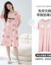 Women’s Cotton Nightgown – Korean Style Cute Print, Summer Short Sleeve Sleepwear Dress