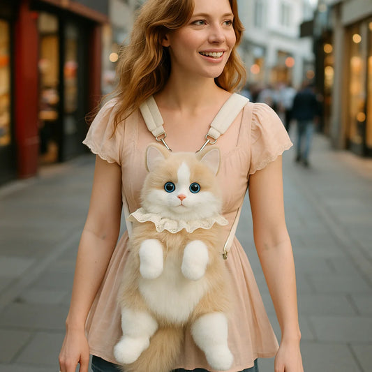 Cute Cat Plush Backpack Soft Shoulder Bag