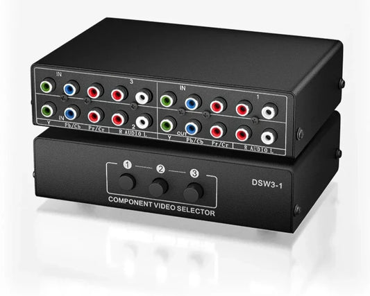 3 in 1 Out Component AV Video Switch Box, Composite 3 RCA AV Switcher AV Splitter Ypbpr for Monitors for PS2 PS3 PS4