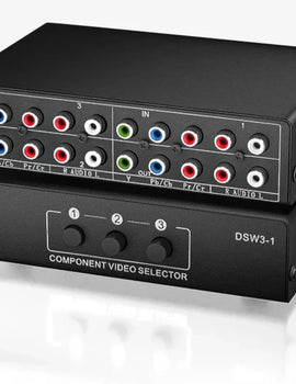 3 in 1 Out Component AV Video Switch Box, Composite 3 RCA AV Switcher AV Splitter Ypbpr for Monitors for PS2 PS3 PS4