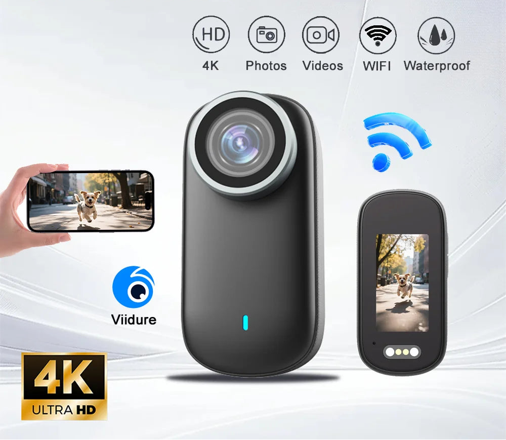 4K WiFi Mini Action Camera Outdoor Sport Thumb Pocket Camera Portable Helmet Motorcycle Camcorder for Vlog Cycling Body Cam