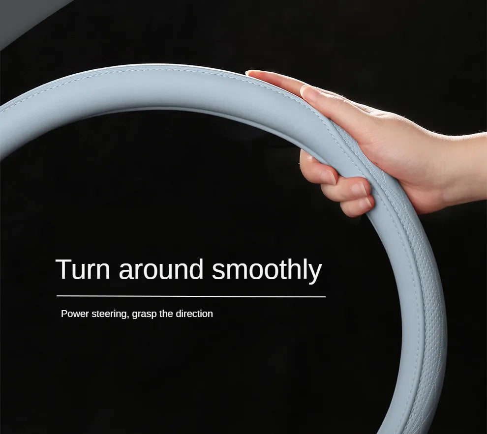 Perforated Nappa Leather Car Steering Wheel Cover 37CM 38CM