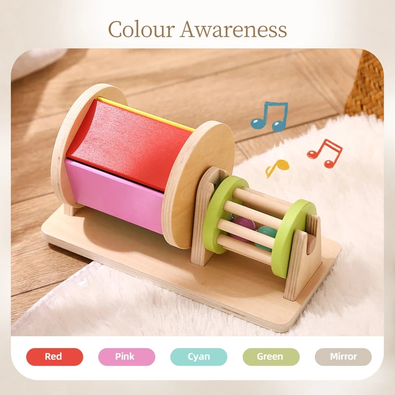 Montessori Infant Wooden Toys Target Box Rolling Drum Color Shape Cognition Match Educational Sensory Baby Teaching Aid Gifts