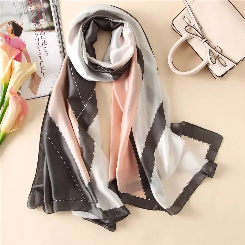 Women Summer Silk Scarves Shawl Lady Wrap Soft Female Echarpe Designer Beach Stole Bandana foulard muffler