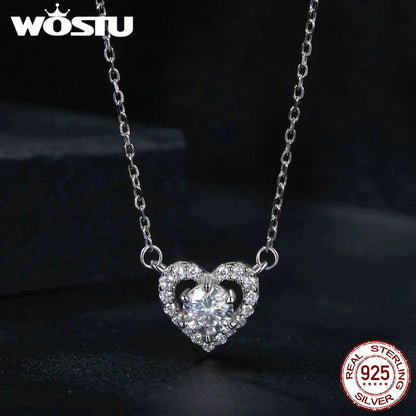 0.5CT Moissanite Love Heart Pendant Necklace For Women 925 Sterling Silver Diamond Cut moissanite