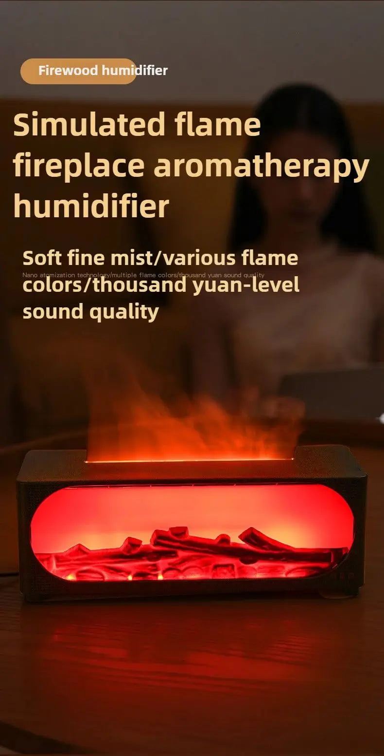 Simulated fireplace charcoal fire humidifier with Bluetooth stereo multifunctional aromatherapy silent fog air humidifier home