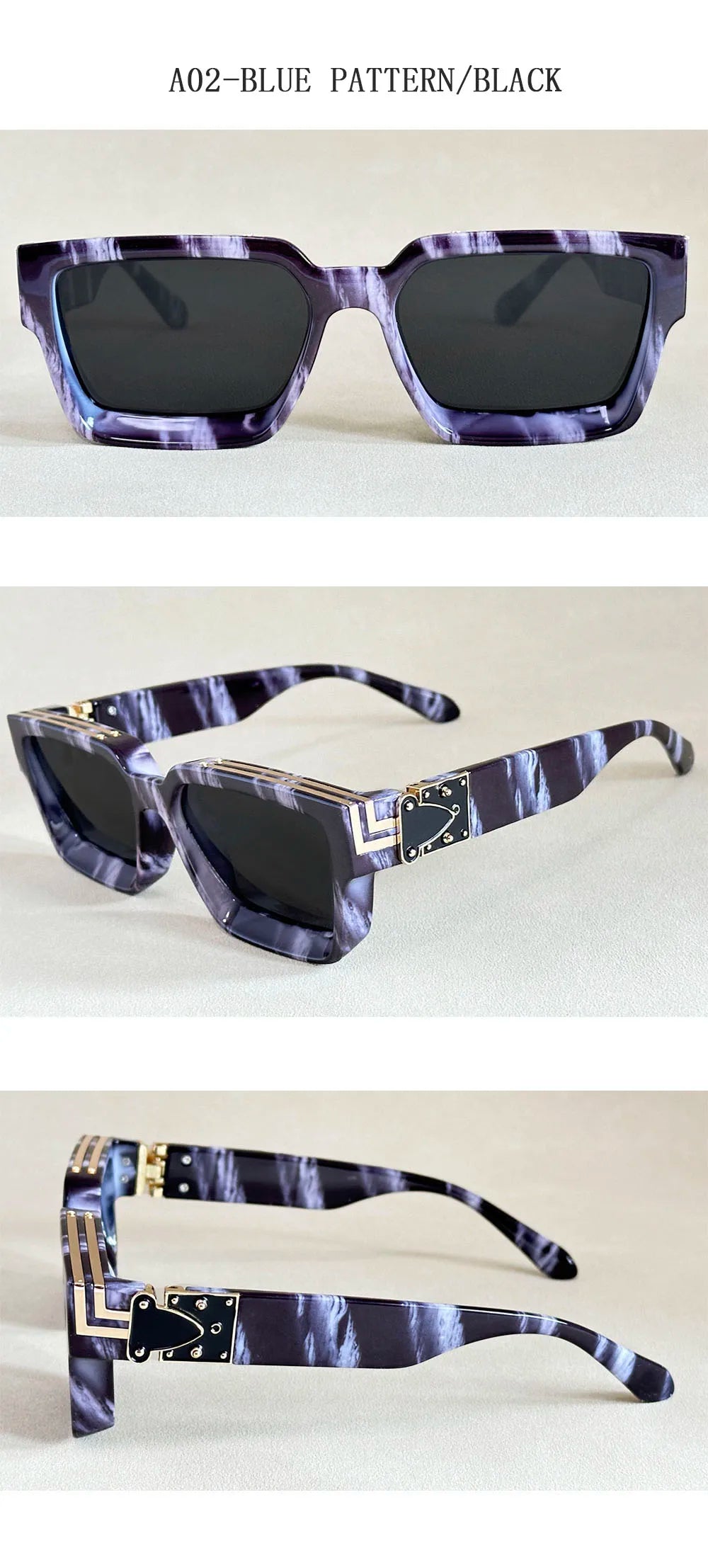 Retro Square Millionaire Sunglasses With UV400 Protection