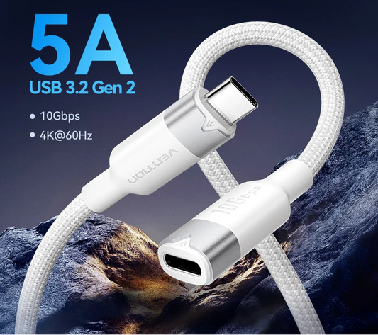 Type C Extension Cable 10Gbps 100W Fast Charging 4K USB C Gen 3.2 Extender Cord for Switch MacBook Pro Samsung Xiaomi