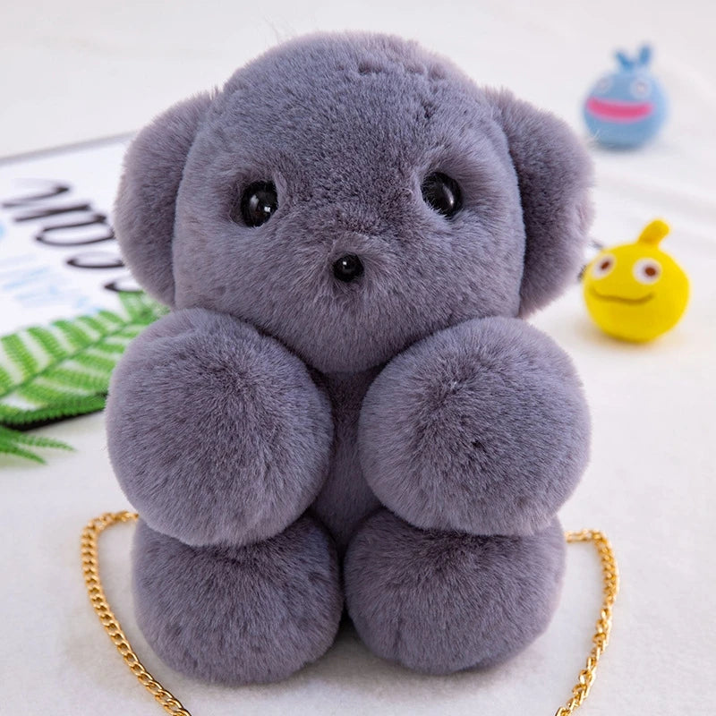 Cute Bear Plush Crossbody Backpack Soft Cartoon Shoulder Bag