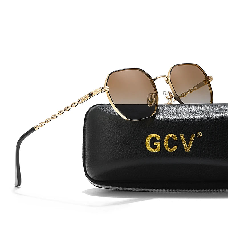 Retro Rectangle Women Polarized Sunglasses Metal Frame UV Protection Fashion Eyewear