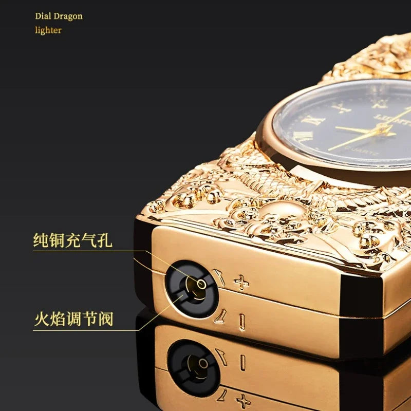 Personalized Quartz Dial Direct Flame Inflatable Lighter, Embossed Pattern To Give Boyfriend Exquisite Gifts, Cigarette Lighter