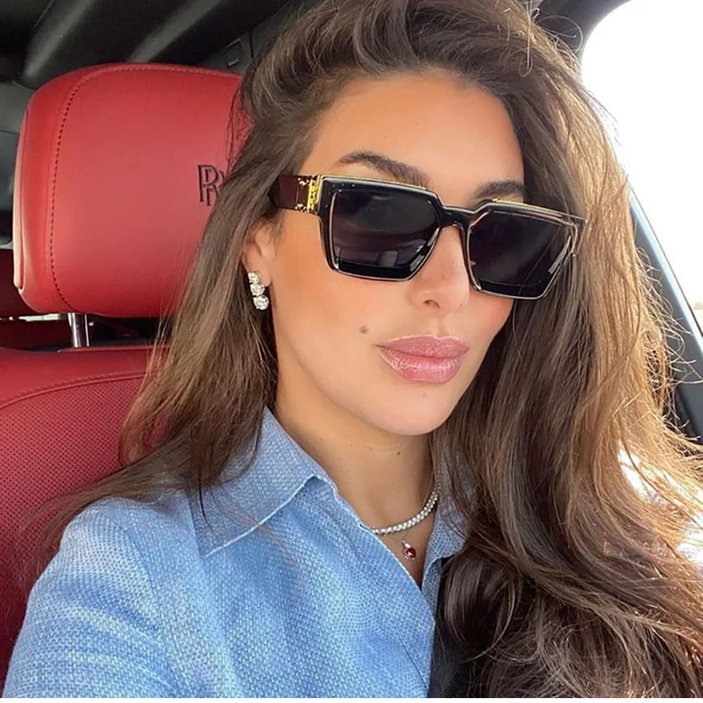 Oversized Square Vintage Sunglasses With UV400 Protection