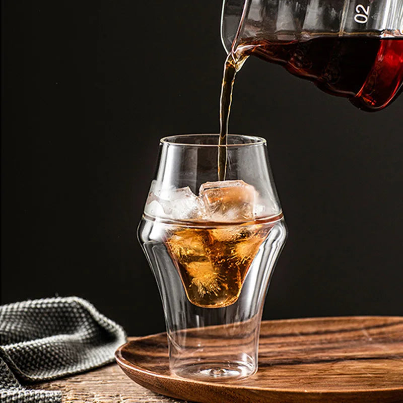 120/250/335ml Double-layer Glass Cup Hanging Ear Espresso Coffee Cup Anti-scalding Milk Brandy Wine Teacup Clear Mug Set