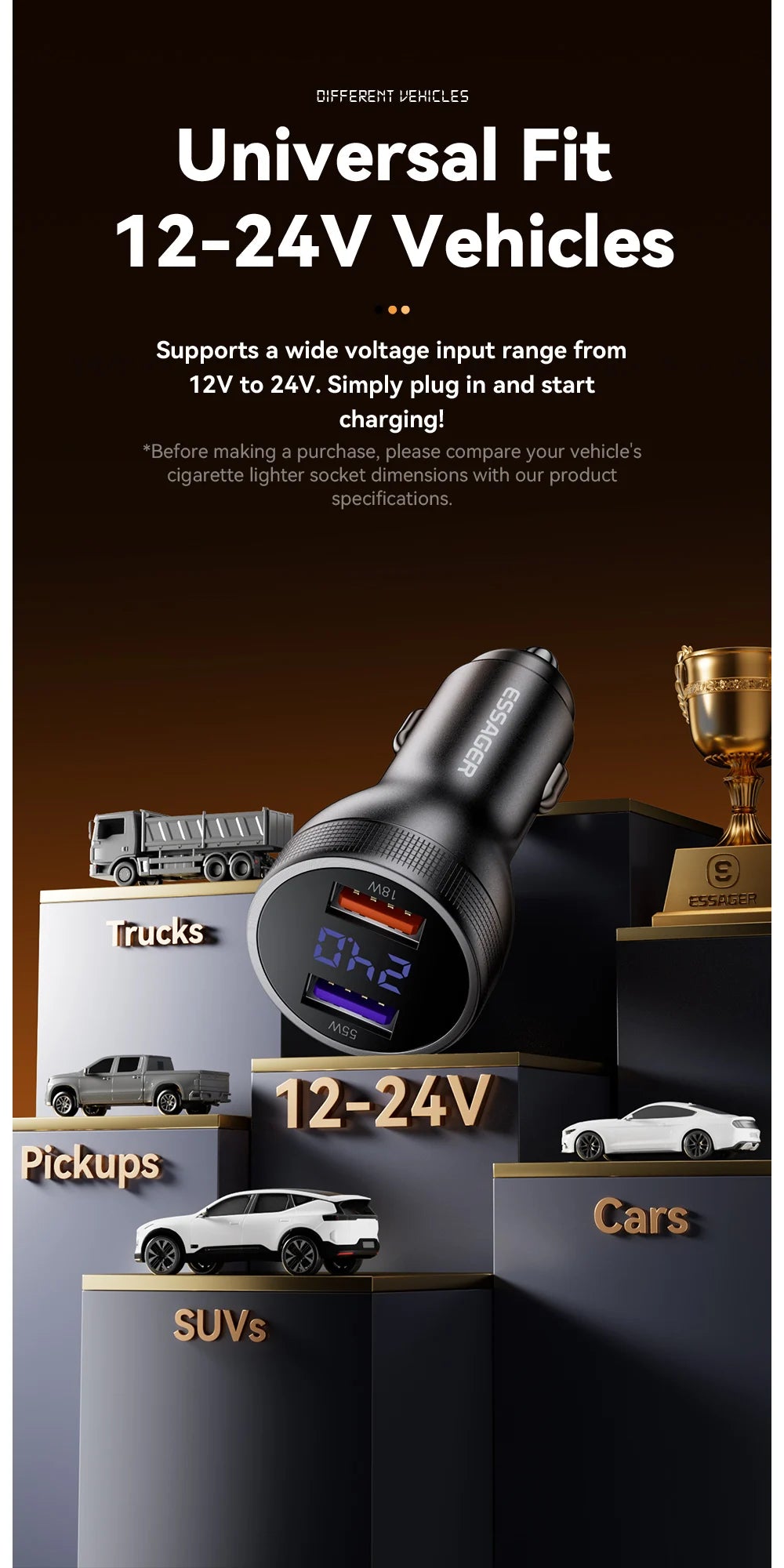 73W USB C Car Charger PD 3.0 QC 4.0 Fast Charging Dual Port Type C + USB Adapter