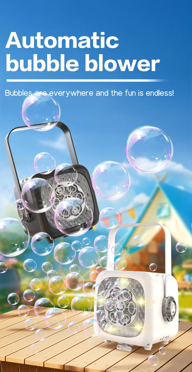 Children's 6-hole bubble machine continuously produces bubbles, electric party gifts (excluding bubble liquid and batteries) toy