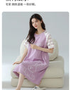 Women’s Cotton Nightgown – Korean Style Cute Print, Summer Short Sleeve Sleepwear Dress