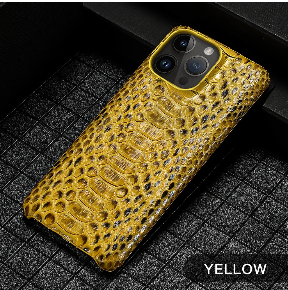 100% Genuine Python Leather Phone Cover Case For iPhone 16 15 14 Pro Max Plus 15Pro 14Pro 16Pro 16Plus Max Luxury