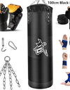 100/120cm Unfilled Heavy Punching Bag Professional Boxing Sandbag with Hanging Accessorie for MMA Muay Thai Kickboxing Taekwondo