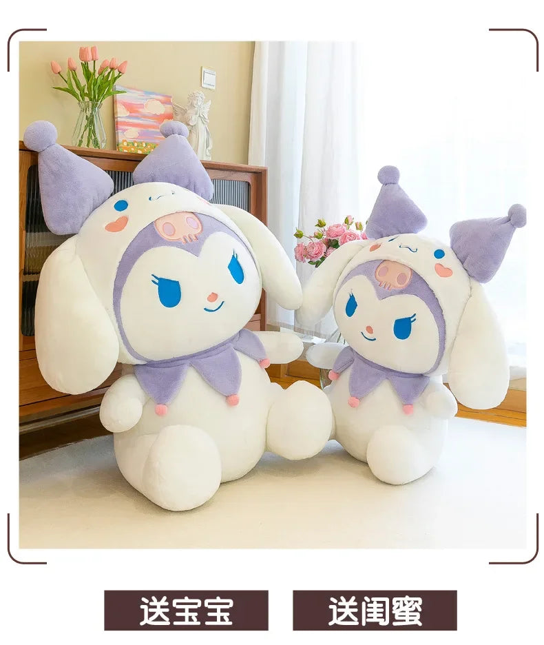 SanrioTransformation Kuromi Cinnamoroll Big Size Plush Doll Kawaii Plushies Soft Stuffed Toy Pillow Children Girls Birthday Gift