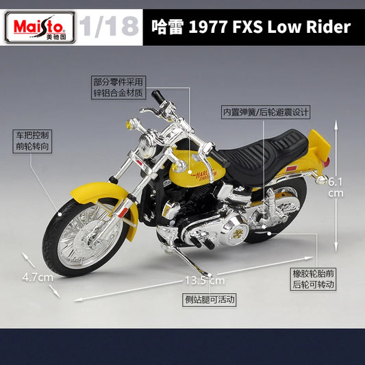 1 18 Scale Harley Davidson FXS Low Rider 1977 Diecast Motorcycle Model