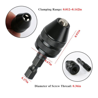 1PCS Multi Keyless Drill Chuck 0.3-3.6mm Conversion Tool 1/4" Hex Shank Quick Replace Adapter Chuck Converter for Electric Drill