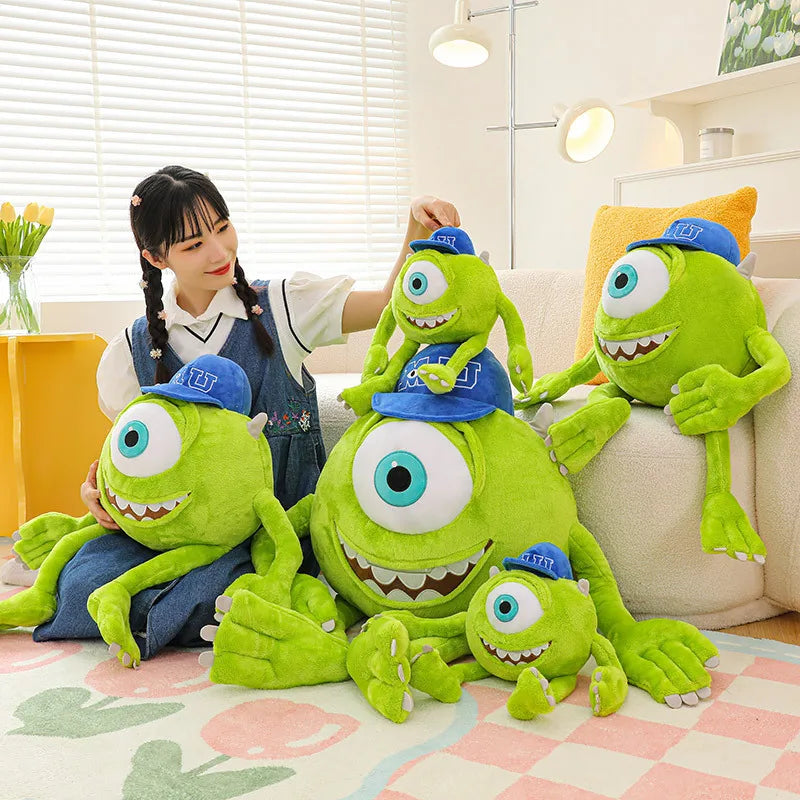 Disney 23/35cm Kawaii Monster University Electric Power Company Sulley Mike Wears Hat Doll Plush Toy Room Decoration  Gifts