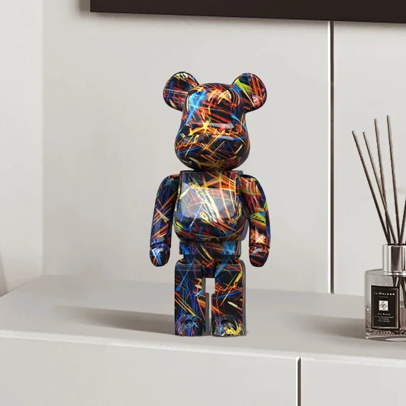 27cm Graffiti Bear Figurine Home Decoration Animal Statue Storage Money Jar Modern Room Sculpture Table Decor  Statues