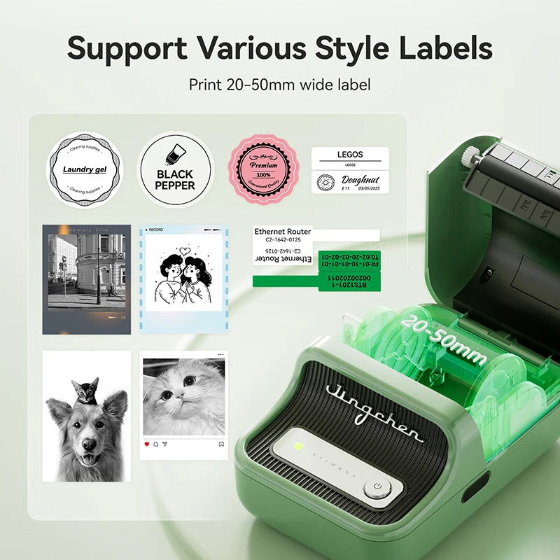 B21 / B21 Pro Thermal Label Printer, Bluetooth Wireless Sticker Maker 20–50mm, Portable Inkless Barcode Label Printer for Office & Retail