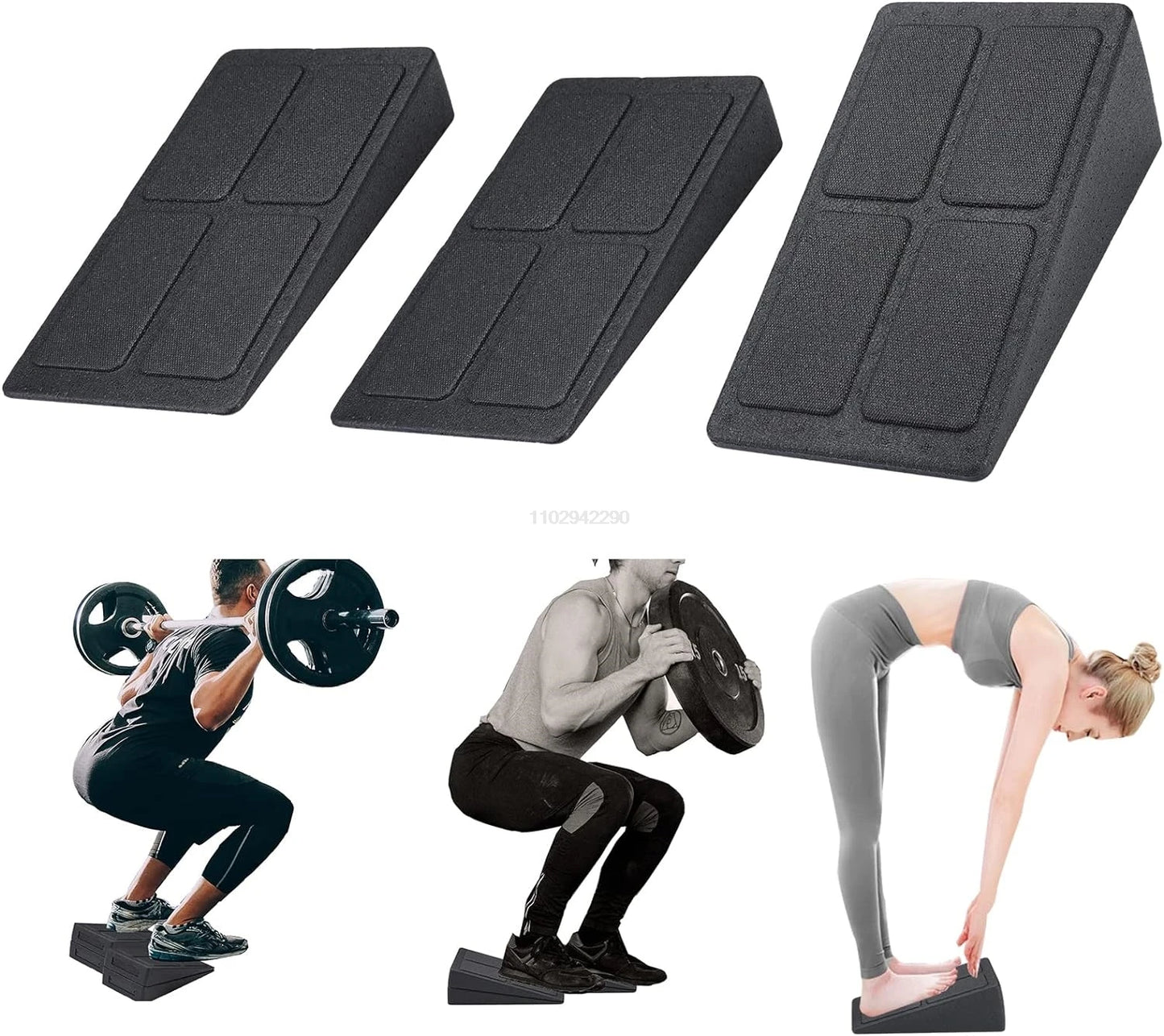 3pcs/Set Squat Wedge Block Adjustable Non-Slip Squat Ramp Deadlift Wedge Calf Stretcher Slant Board Strength For Squat Deadlift