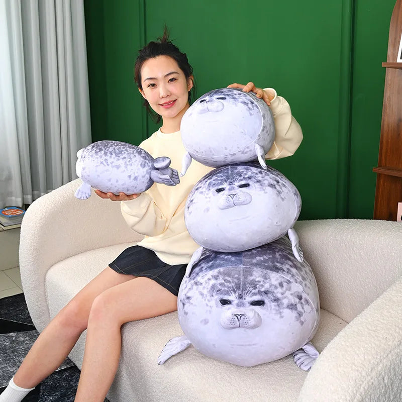 70cm Kawaii Seal Stuffed Animal Seal Plush Toy Soft Cuddly Baby Seal Doll Kids Birthday Gift Plushie Stuffed Animal Pillow