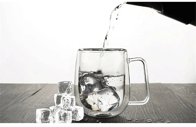 250ml Heat-resistant Double Wall Glass Coffee Mugs With Handle Lemon Tea Milk Cup Water Mug Copo Caneca Criativa