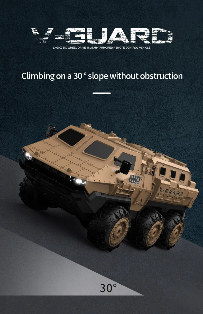 6WD Armored RC Car Simulation Military Transport Truck 360° Stunt High-speed Climbing 2.4G Remote Control Model Boy Toy