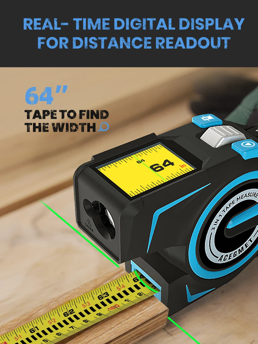 100M Laser Tape Measure Rechargeable Digital Distance Meter with Green Laser Line & IPS Display