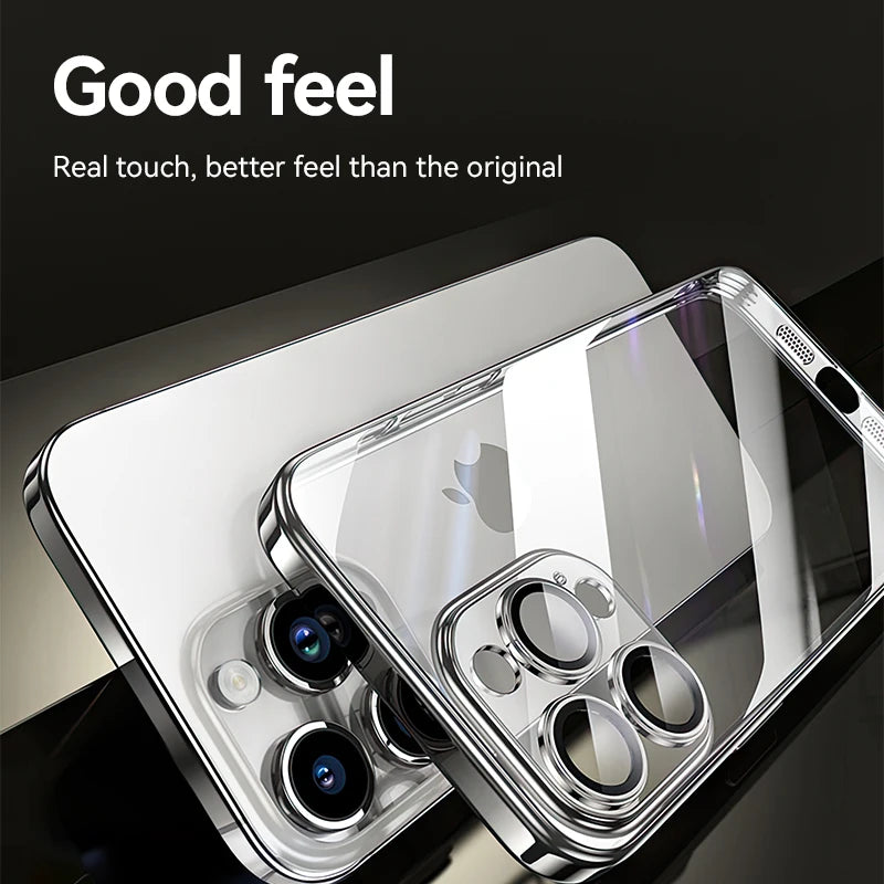 Soft TPU Case For iPhone 16 Pro Max Transparent Cover For iPhone 16 15 14  Pro Max Shockproof Case With Len Protection